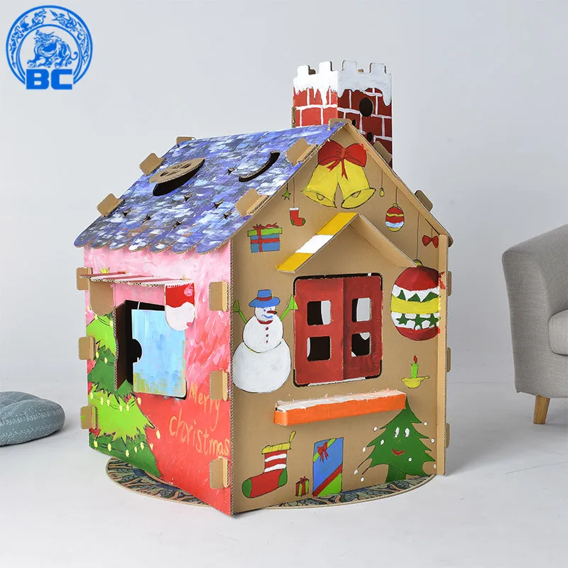 
Factory supplies interesting creative handmade art Cardboard house for kids DIY drawing 