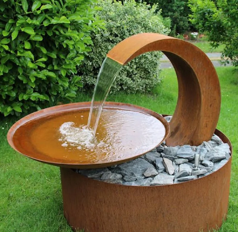 110cm CORTEN steel water bowl decorative garden fountain/waterfall