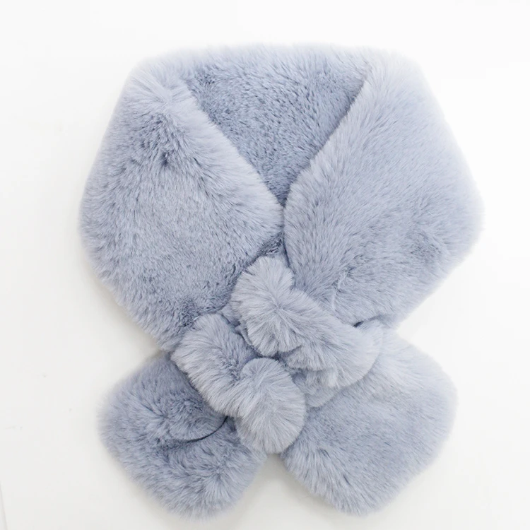 faux fur Wrap Women Kids with Fur Infinite Faux Fur Pom Pom trim collar furry neck warmer and scarf