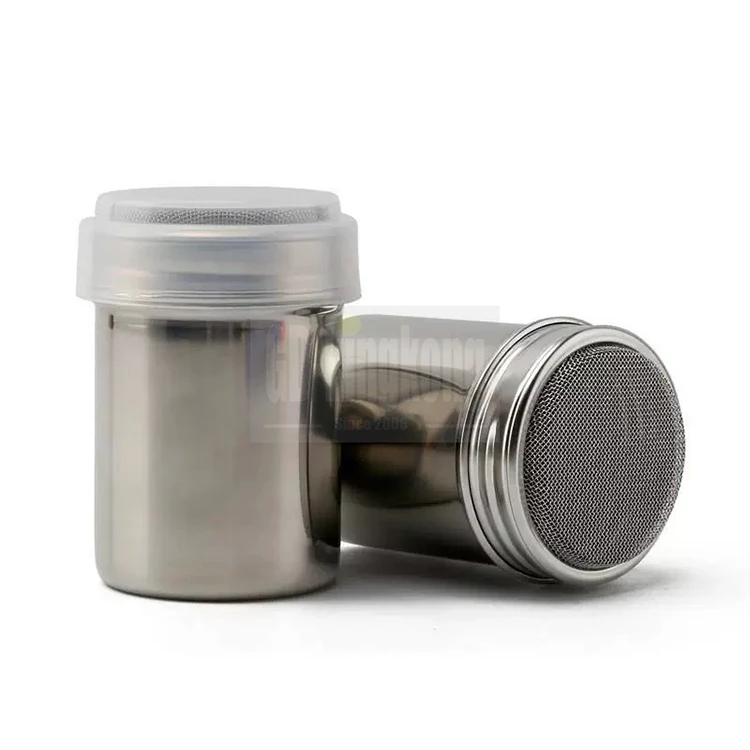 Stainless steel powder bottles sprinkle extinguishers tank gauze bucket cocoa cinnamon dusting cans for latte art Barista