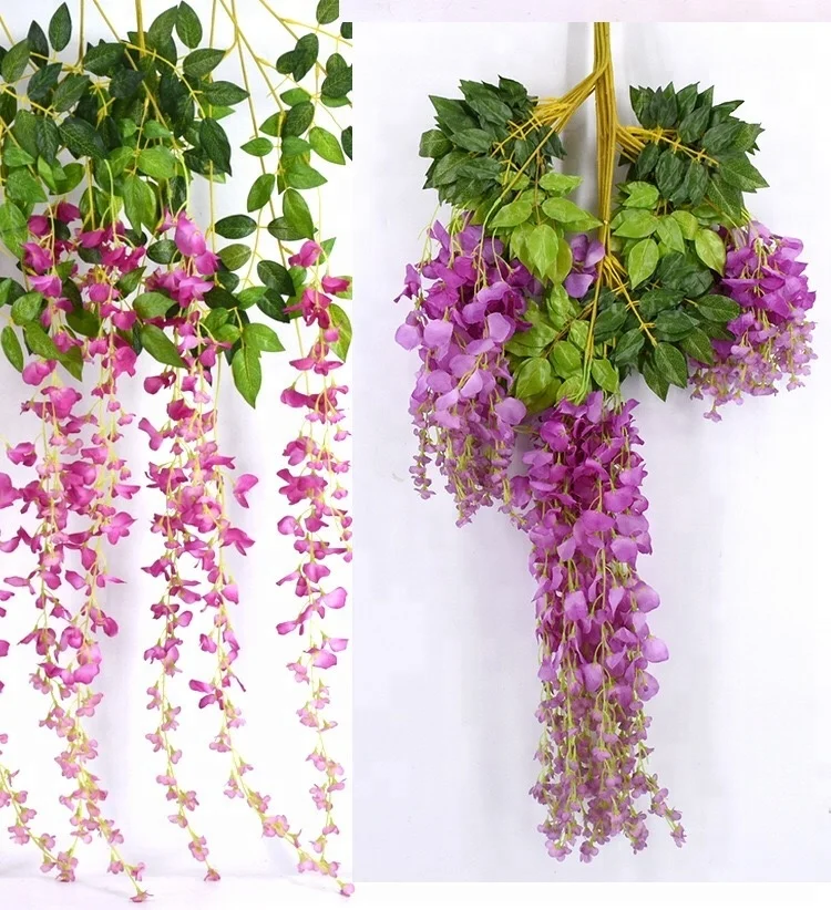 2022 New high quality Wholesale Artificial Wisteria Flowers Hanging Silk Wisteria Decorate