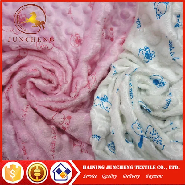 Cartoon printed good quality super soft minky dot cuddle fabric