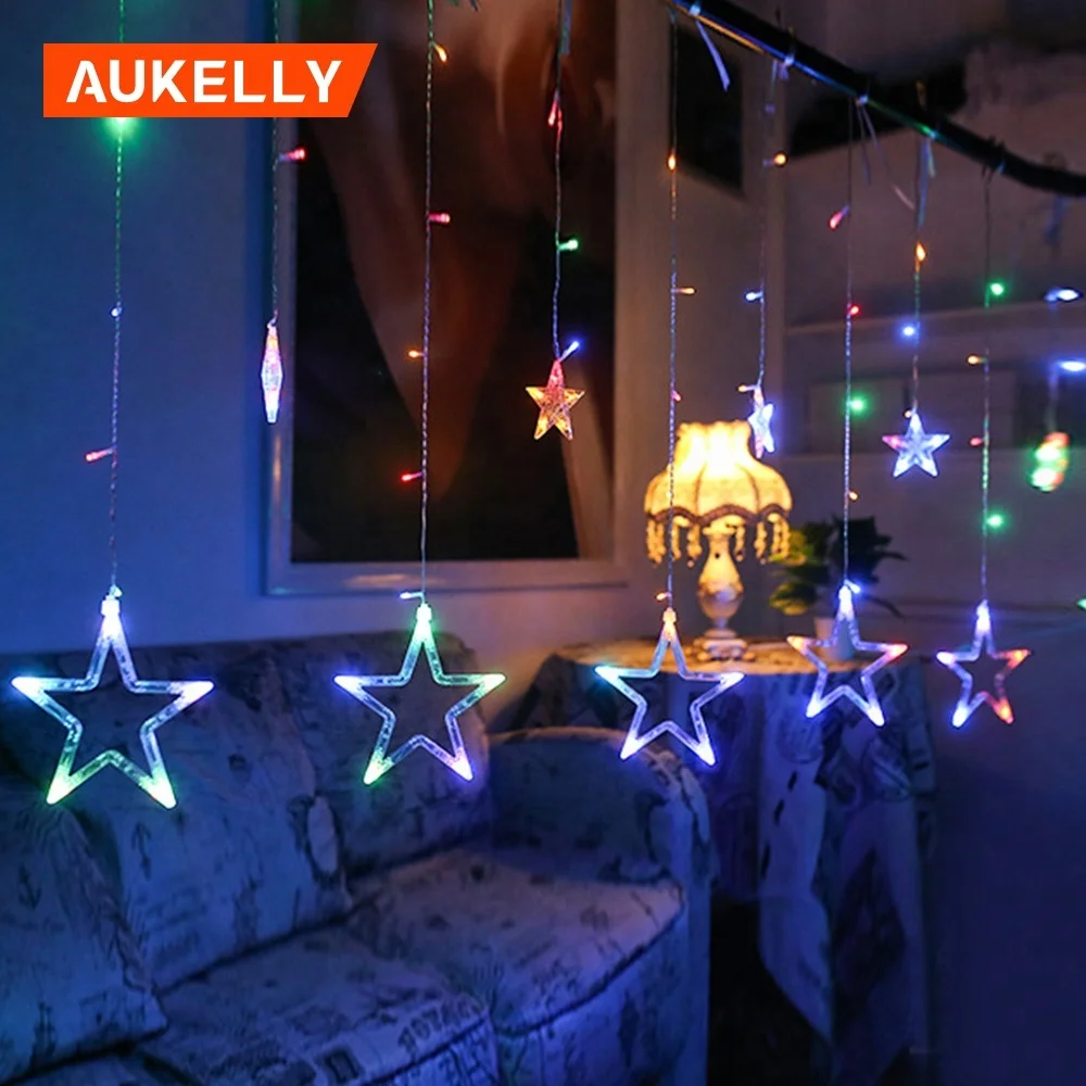 12  LED Star Light Christmas lights Indoor Outdoor Decorative Love Curtains Lamp For Holiday Wedding Party lighting