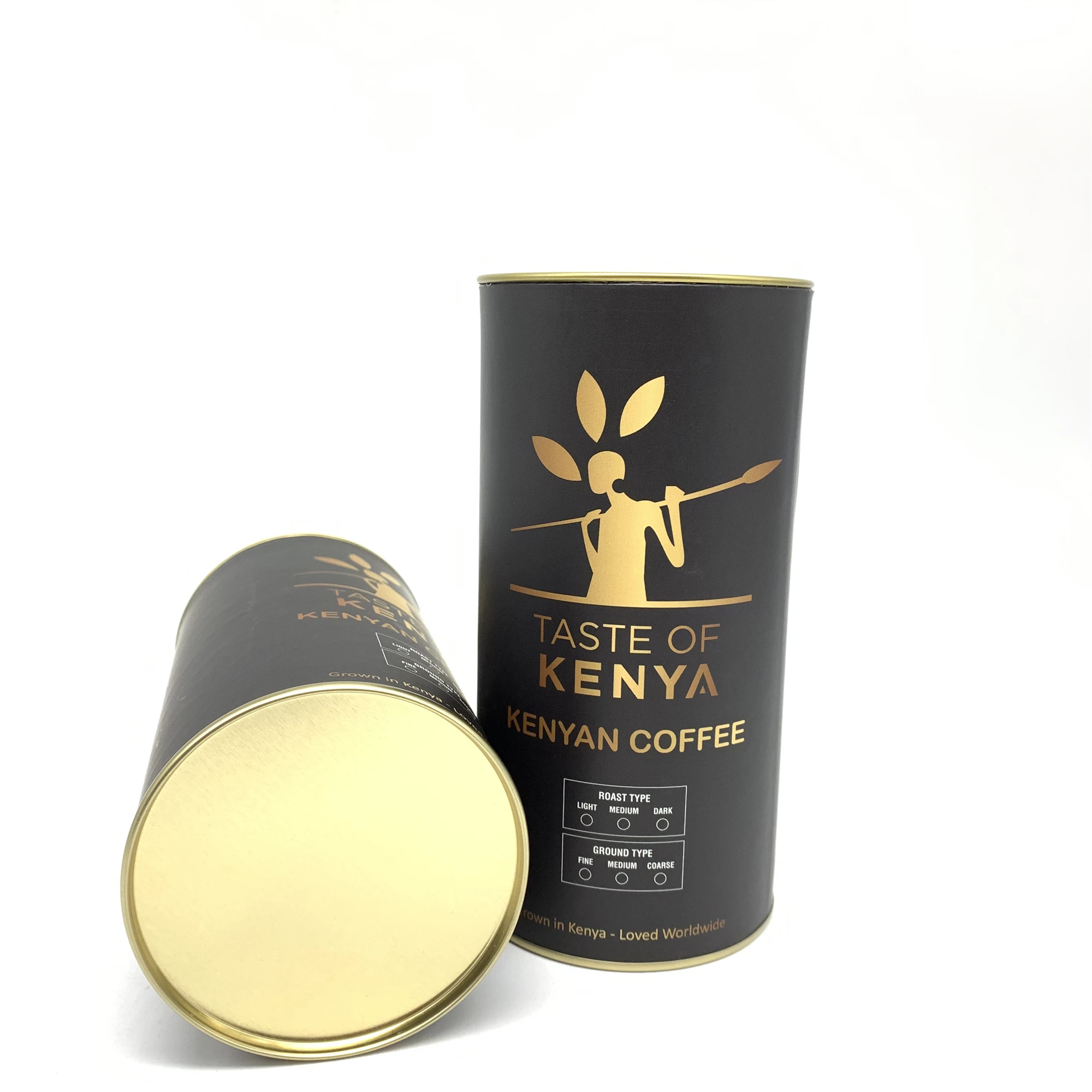 Размер под заказ, матовая крафт-бумага, черная круглая цилиндрическая кофейная трубка, упаковка с алюминиевой фольгой