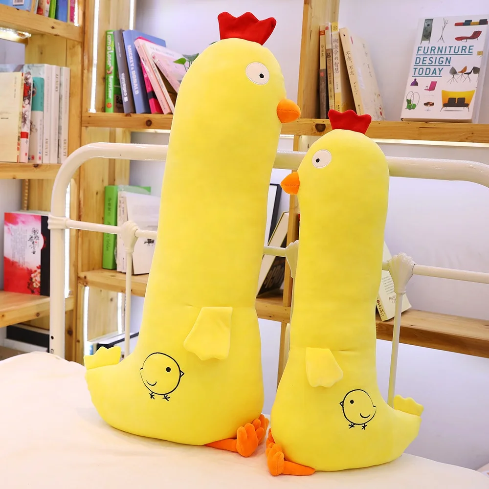 Girl sleeping long pillow birthday gift doll wholesale yellow chicken plush playing boyfriend pillow