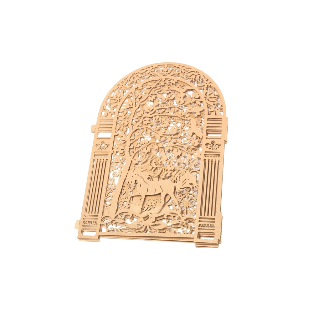 Unique Design Laser Cut Pure golden Wedding Invitation Cards