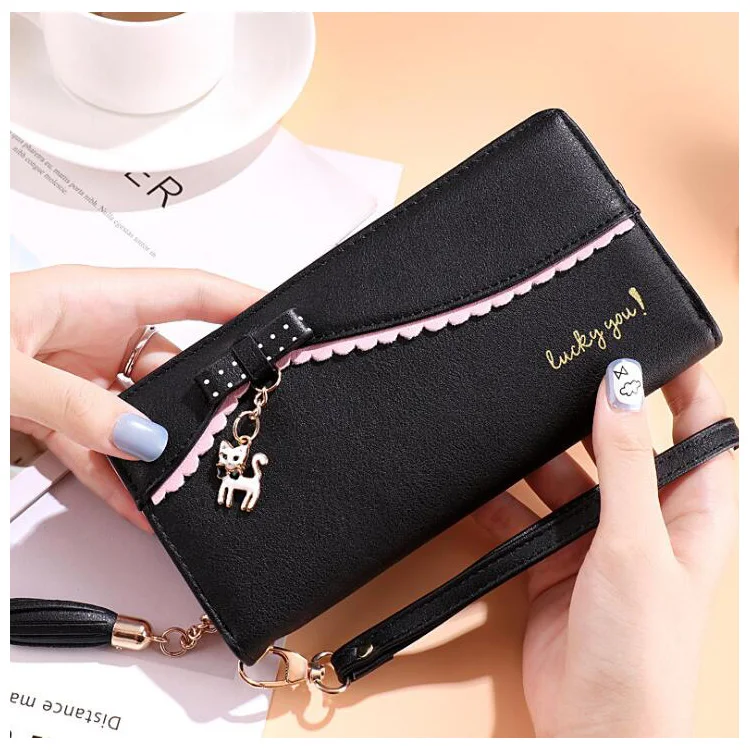 Cute Sweet Girls Lady Students Women Leather Wallets With Cat