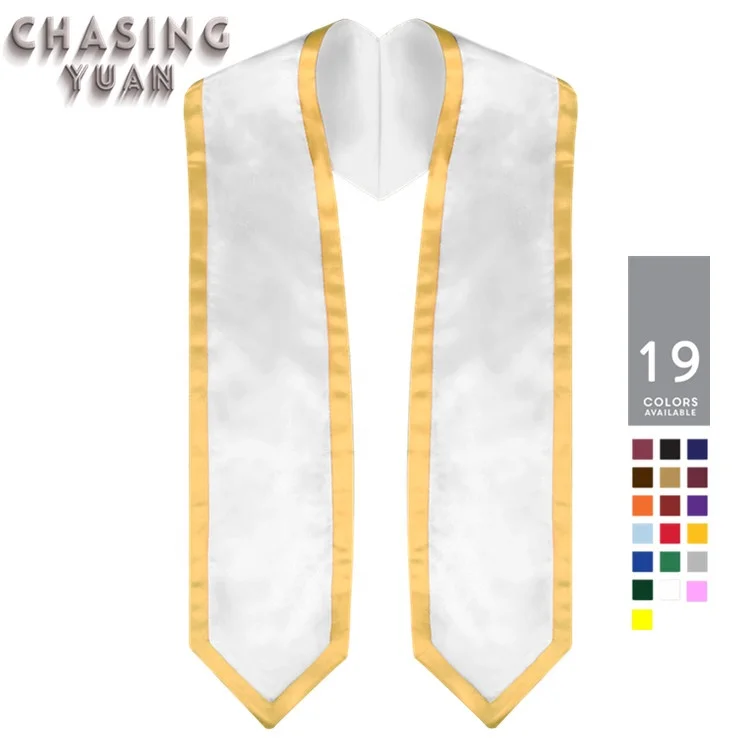 
White Customize Manufacturer Trim University Graduation Stole With gold trim 