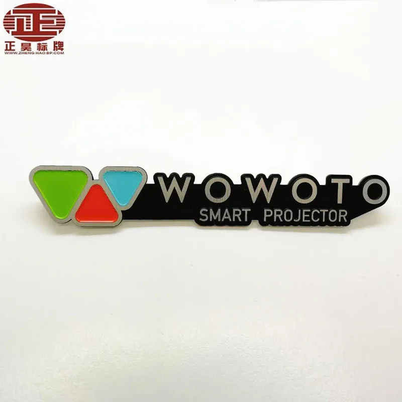 
Professional custom highlight logo aluminium label metal the back glue stickers 