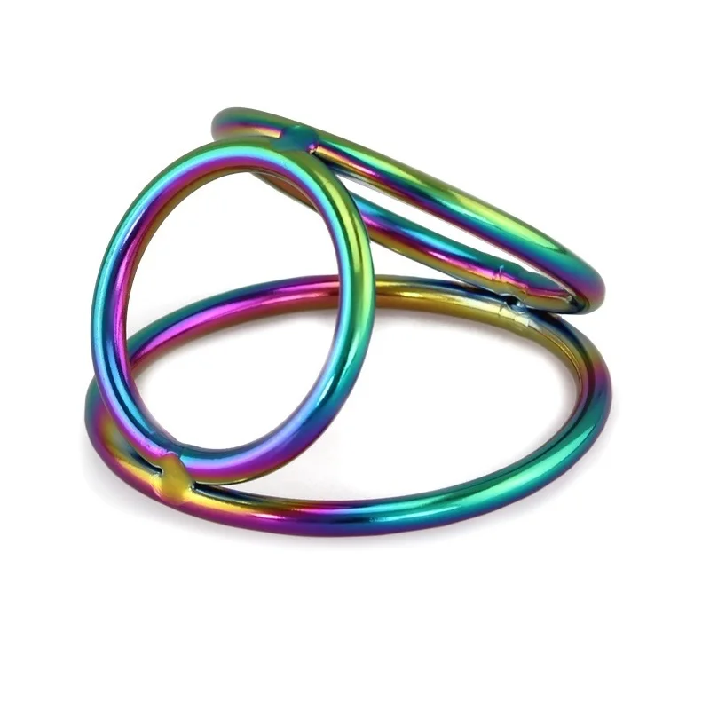Chrome Triple Stainless Steel Rainbow Ball Splitters Delay Ejaculation Metal Cock Penis Ring Sex Toy For Male