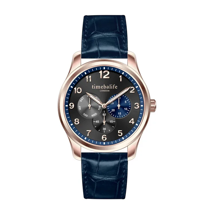 Mens Watches Chronograph Automatic Function crocodile leather straps Luxury Stainless Steel Watch