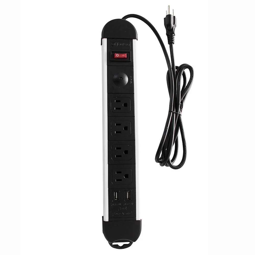 
4-Outlet Power Strip Surge Protector with Long Extension Cord and 15 Amp Circuit Breaker 