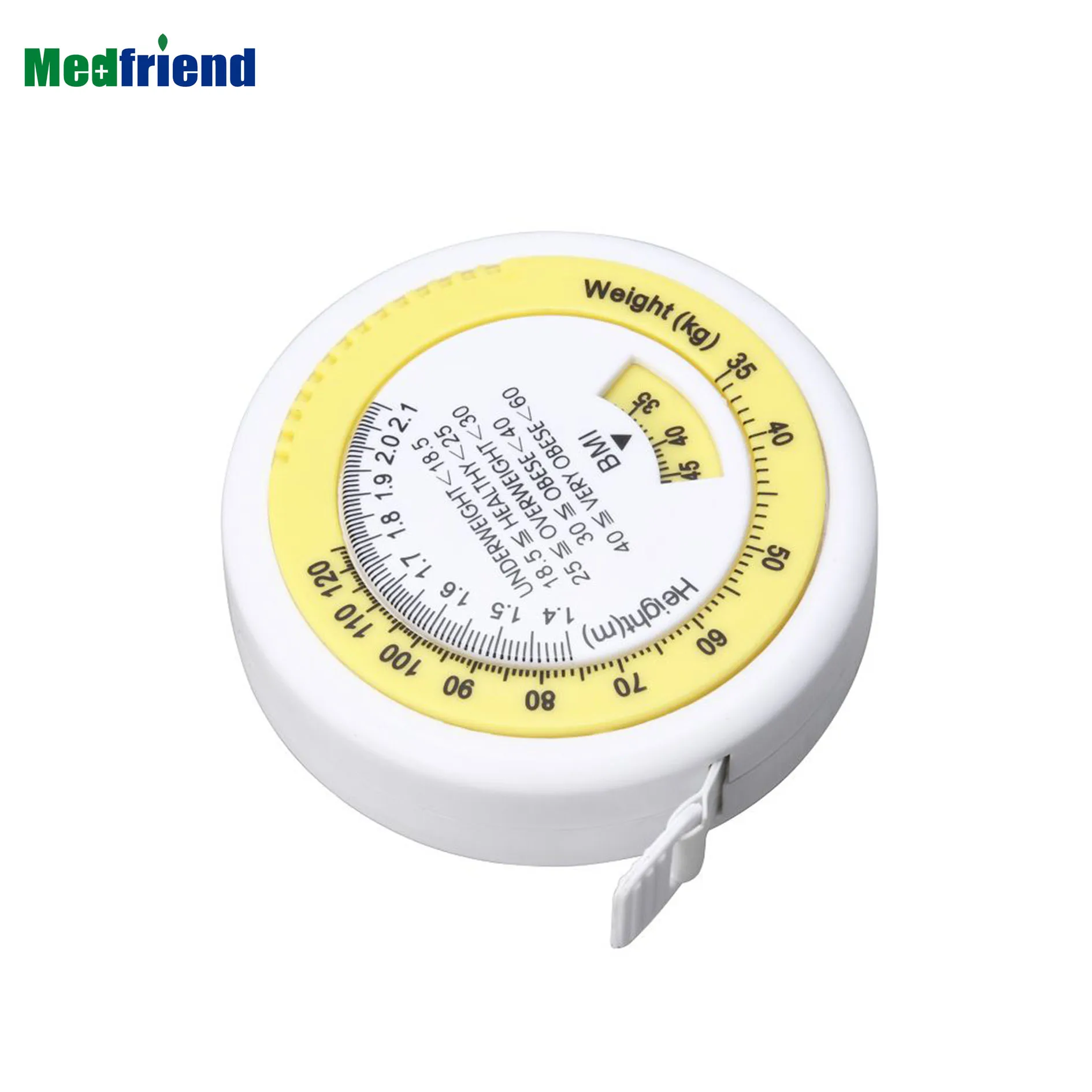 Factory Price Mini Round  BMI Body Mass Index Retractable Tape 150cm Measure Calculator Diet Weight Loss
