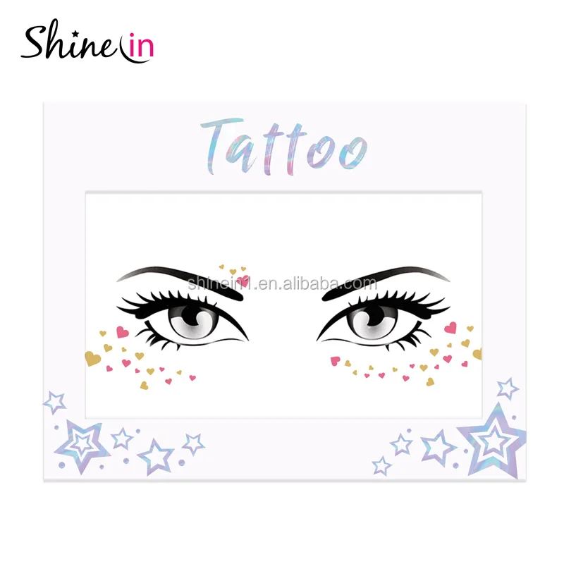 Новое поступление, водостойкие золотые Временные татуировки для девочек, наклейка на кожу сердца, татуировки для украшения глаз