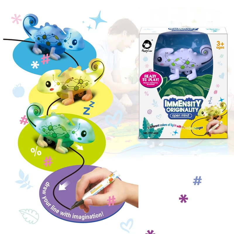 2018 Creative Toys Magic Inductive Chameleon Follow Trail  Animal For Kids