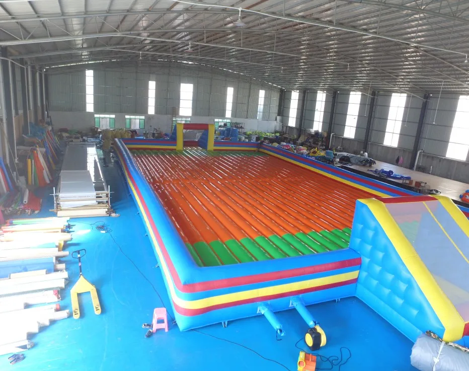 Latest 20m double layers Inflatable jumping Football Playground Soap Soccer Field for kids and adult