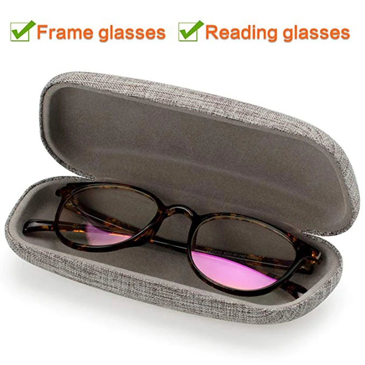 Custom Logo Color Size Metal Spectacle Case Protector Container Fabric Covered Optical Case Hard Eye glasses Case