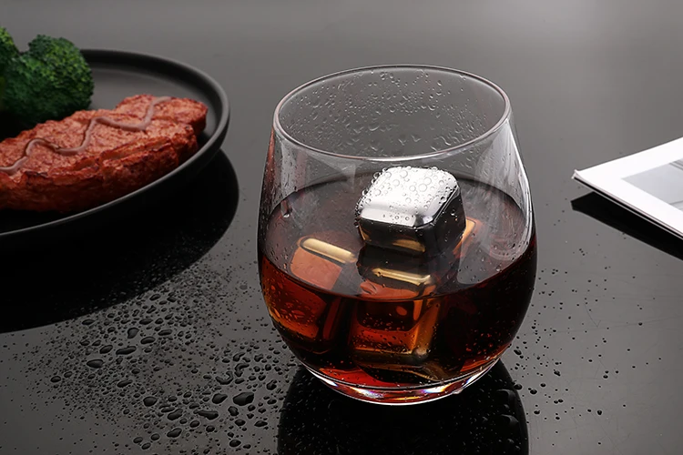 Food Grade Metal Whiskey Stones 304 Stainless Steel Reusable Ice Cube For Drink