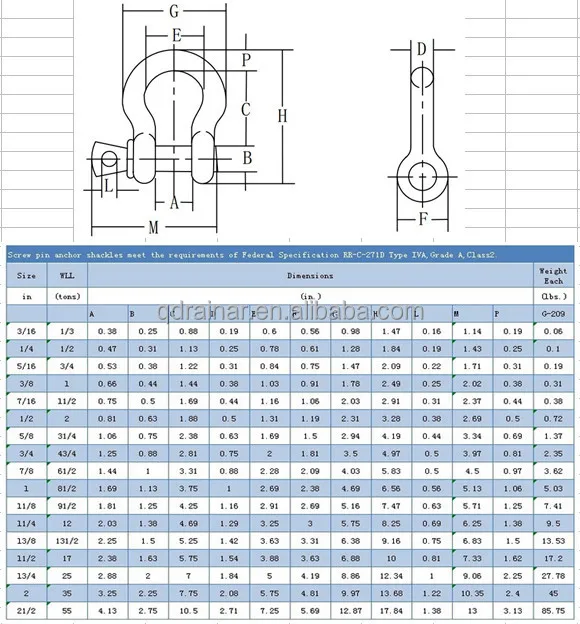 1 1/2 inch US type G2130 B type shackle anchor shackle with lock nut