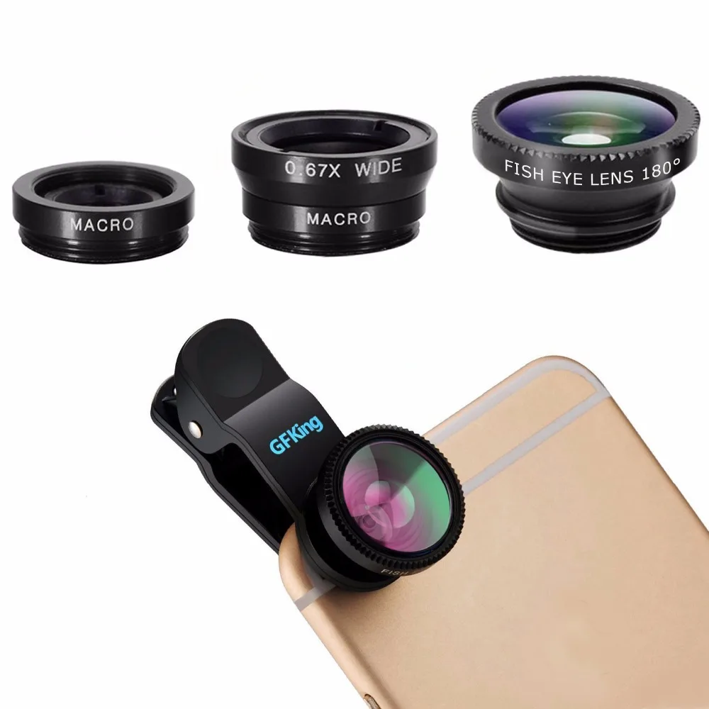 
For All Smartphone Android Mobile Phone Wide-Angle Macro Fisheye Set External Lens 3 in 1 Camera Lens 