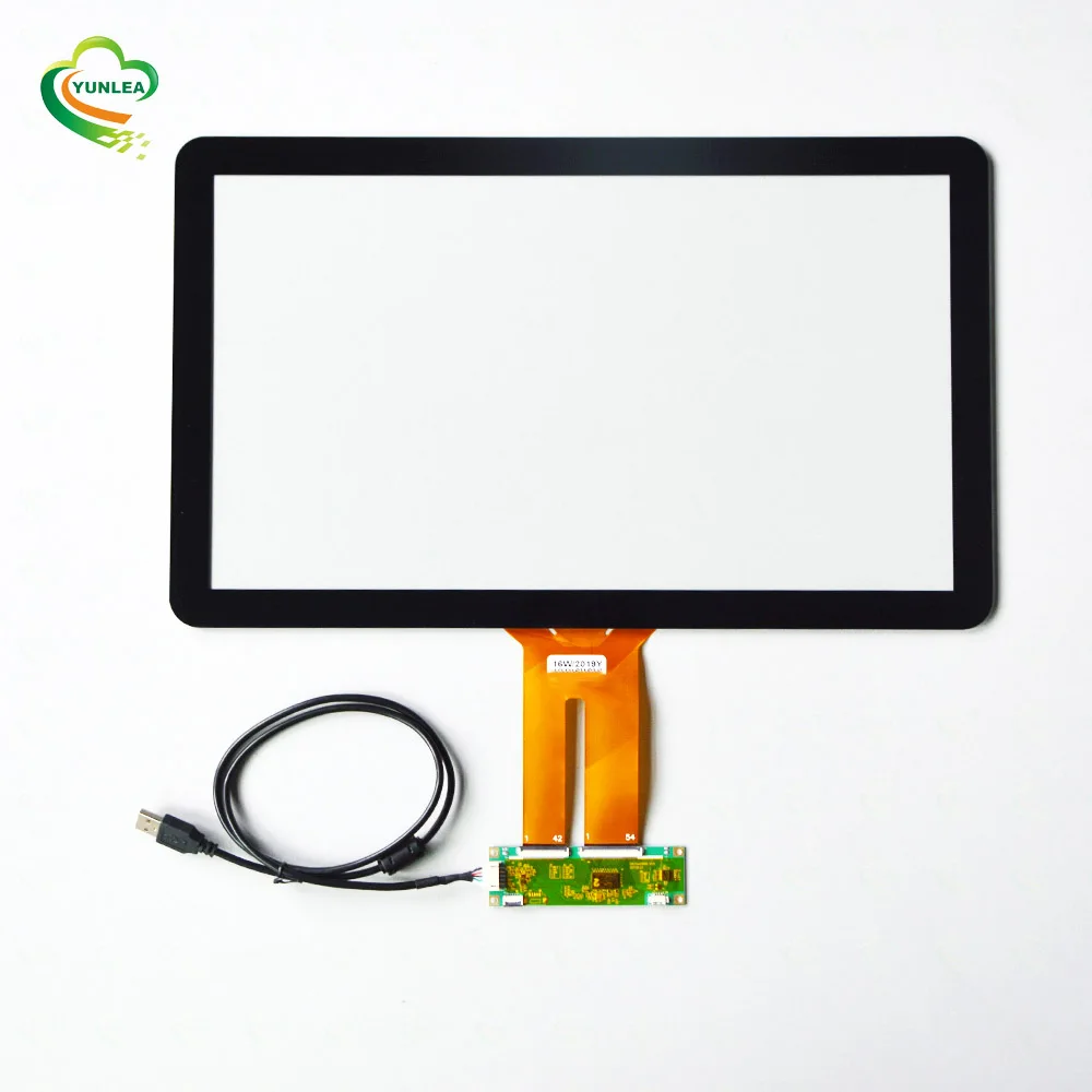 Transparent custom industry PCAP touchscreen up to 65 inch USB glass screen panel 17.3 inch capacitive touch overlay kit
