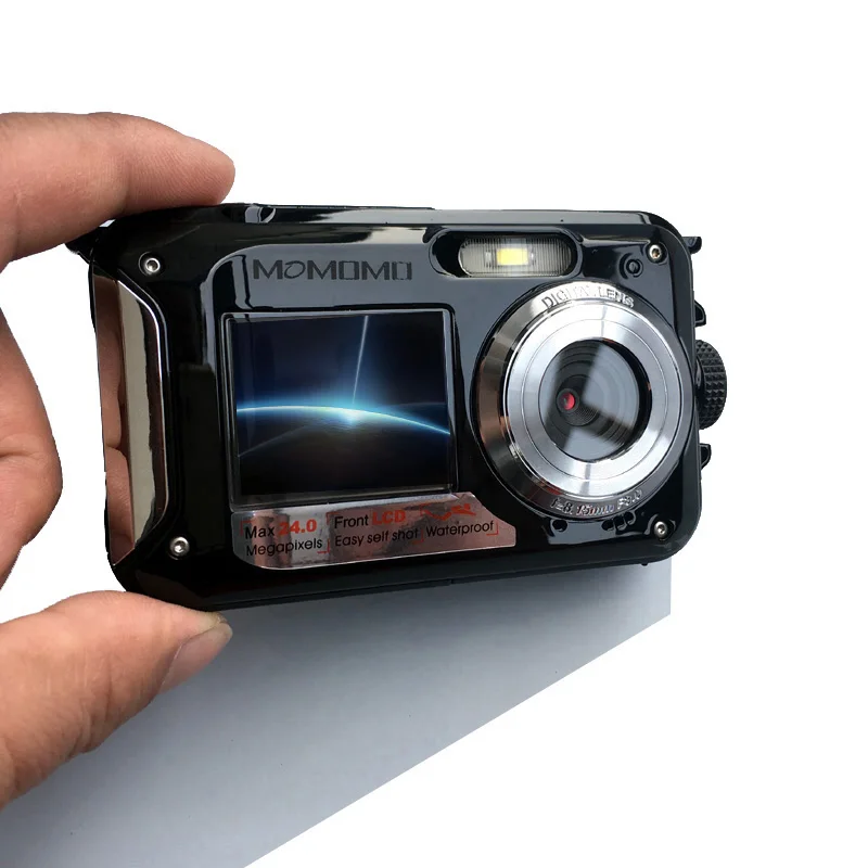 
24MP Double Screens Waterproof Digital Camera,2.7 inch +1.8 inch Screens HD 1080P CMOS 16x Zoom Camcorder mini Camera DC998 