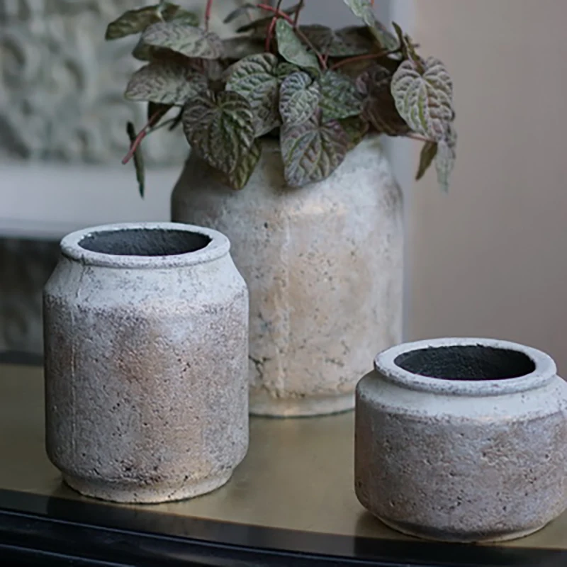 Weathering gold concrete cement flower pots and planters 2018