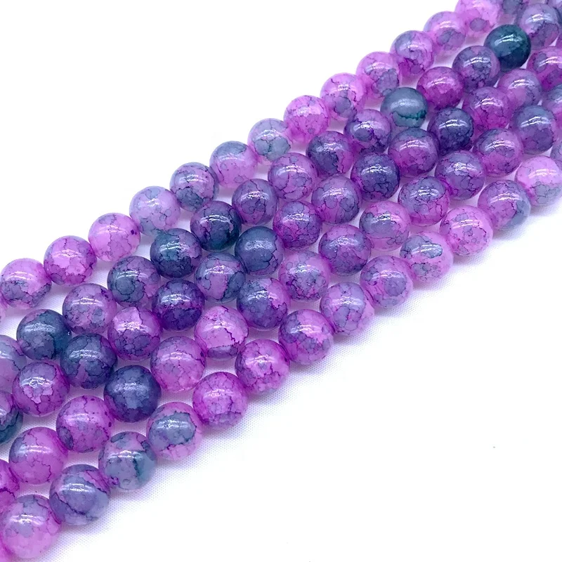 2021 New Glass Bead String with Dual Color Crackle Glasses Coating Pearls For Hand Made DIY Jewelry Making