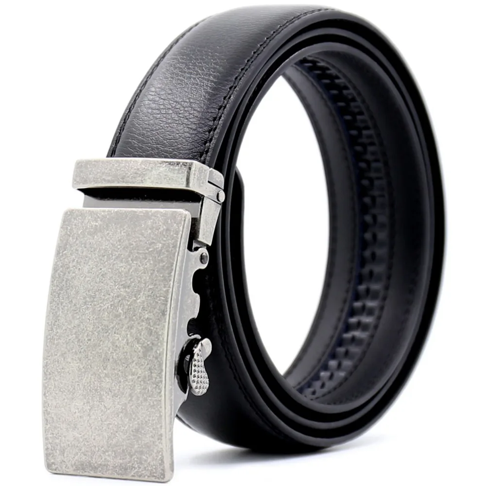 ab1210 Cowboy Cowhide Leather Vintage Dress Belt with autoamtic Sliding Buckle