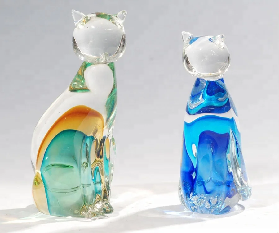 Murano Cute Hot Sell And Quality Well-Behaved Cat Glass Art