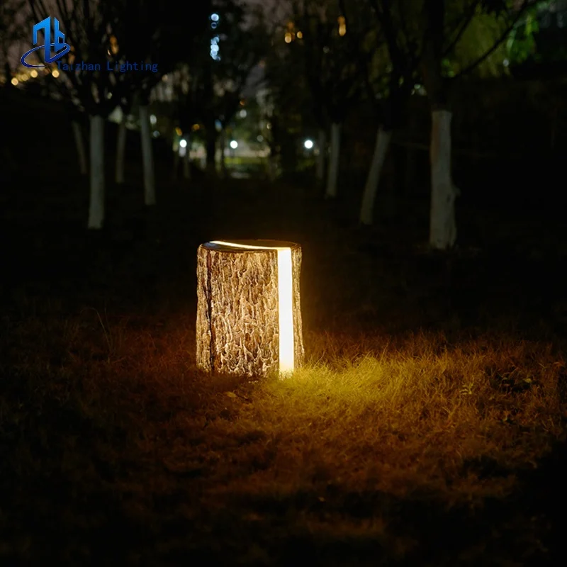 Outdoor New Design tree stump Led Lightdecorative timber pier lawn light garden resin wooden pile landscape lighting