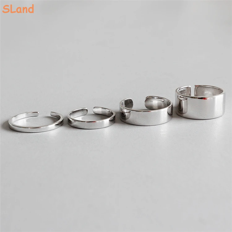 SLand Jewelry Manufacturer Low MOQ wholesale Rhodium and Gold plating hammered Texture 925 sterling silver resizeable rings