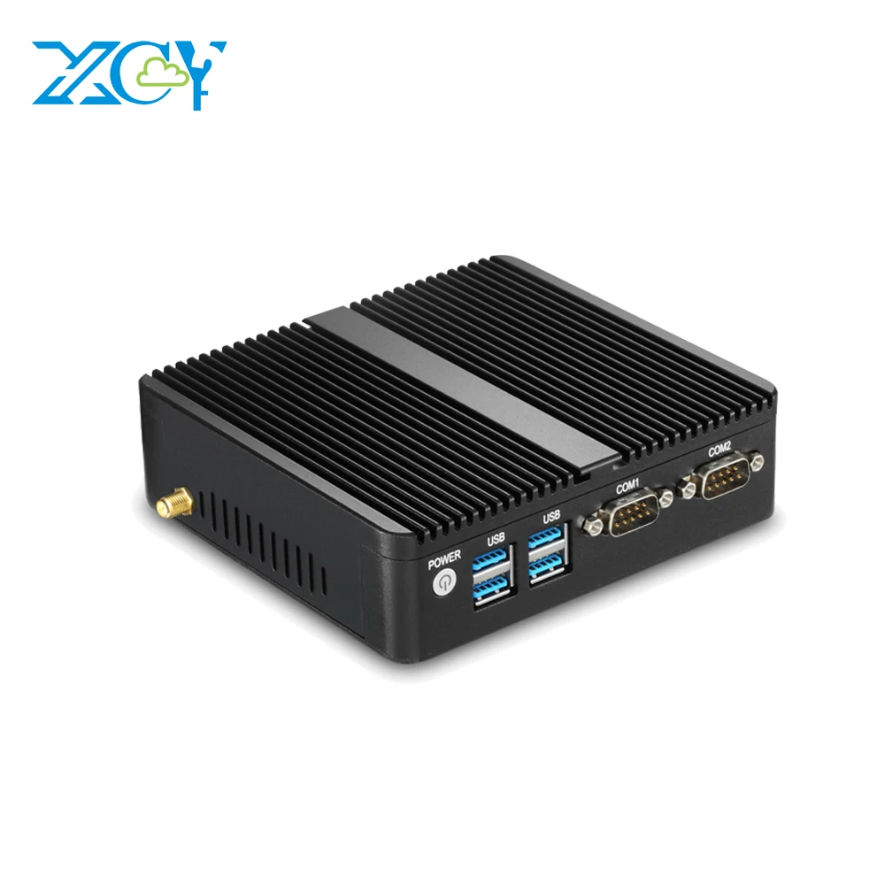 XCY Mini pc windows10 Celeron 2955U 2 LAN 2 RS232 безвентиляторный Настольный для офиса ddr3 8 gb тонкий клиент