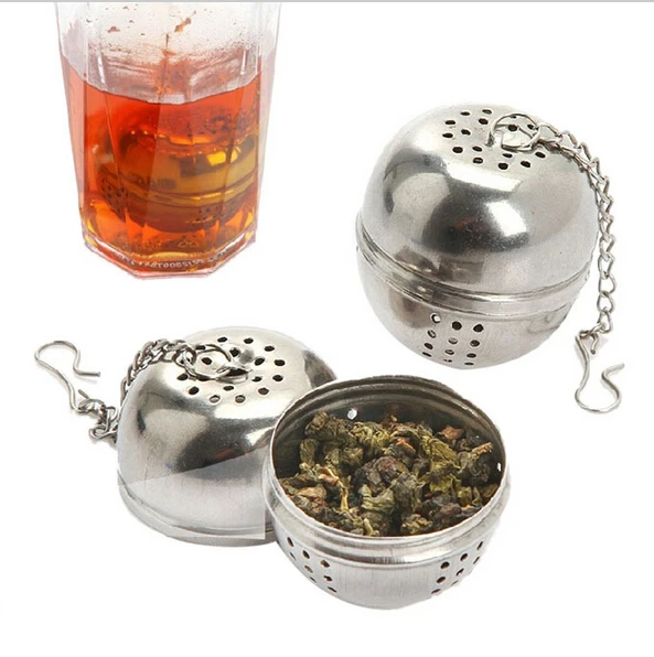 New Essential Stainless Steel Ball Tea Infuser Mesh Filter Strainer w/hook Loose Tea Leaf Spice Home Kitchen Accessories