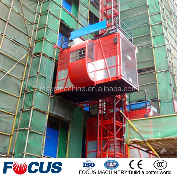 Frequency Construction Hoist Elevator Cage Lift SC100/100 Double Cage