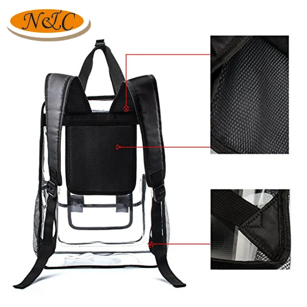Wholesale price custom logo durable transparent PVC backpack school