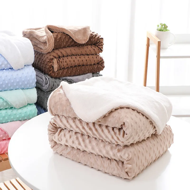 100% polyester minky dot baby blanket super soft minky fleece blanket