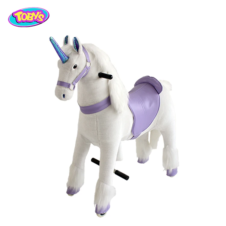 unicorn horse pedal pony riding plush toys stuffed animals on wheels