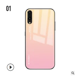 Colorful Rainbow Gradient Phone Case For Huawei P20, 2019 Nova 4E Y5 mate 20 P30  Pro Lite P smart plus Glass Cover
