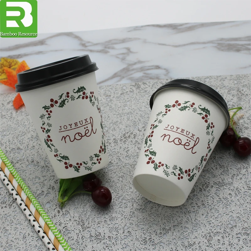 Custom logo Printed Disposable Single Wall tasting Paper Coffee Cup elegant with Lids