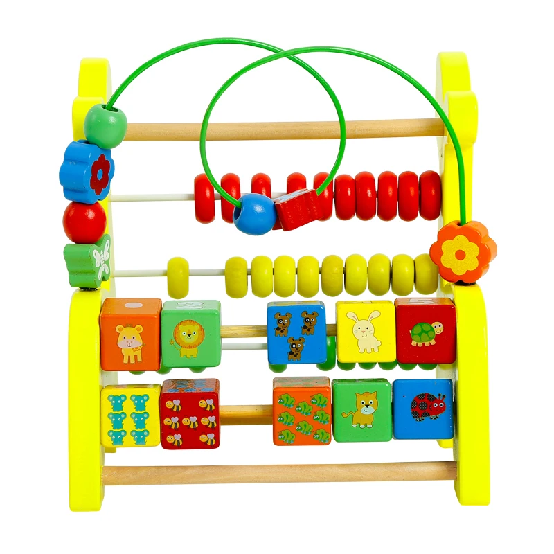 Детские игрушки новый стиль Обучающие деревянные олень Абакус с круглыми бусинами