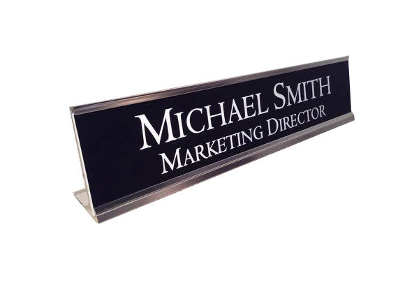 Desk Top Grooved Metal Nameplate Holder