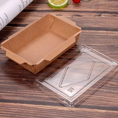 New Design kraft paper take away food packaging box with transparent lids