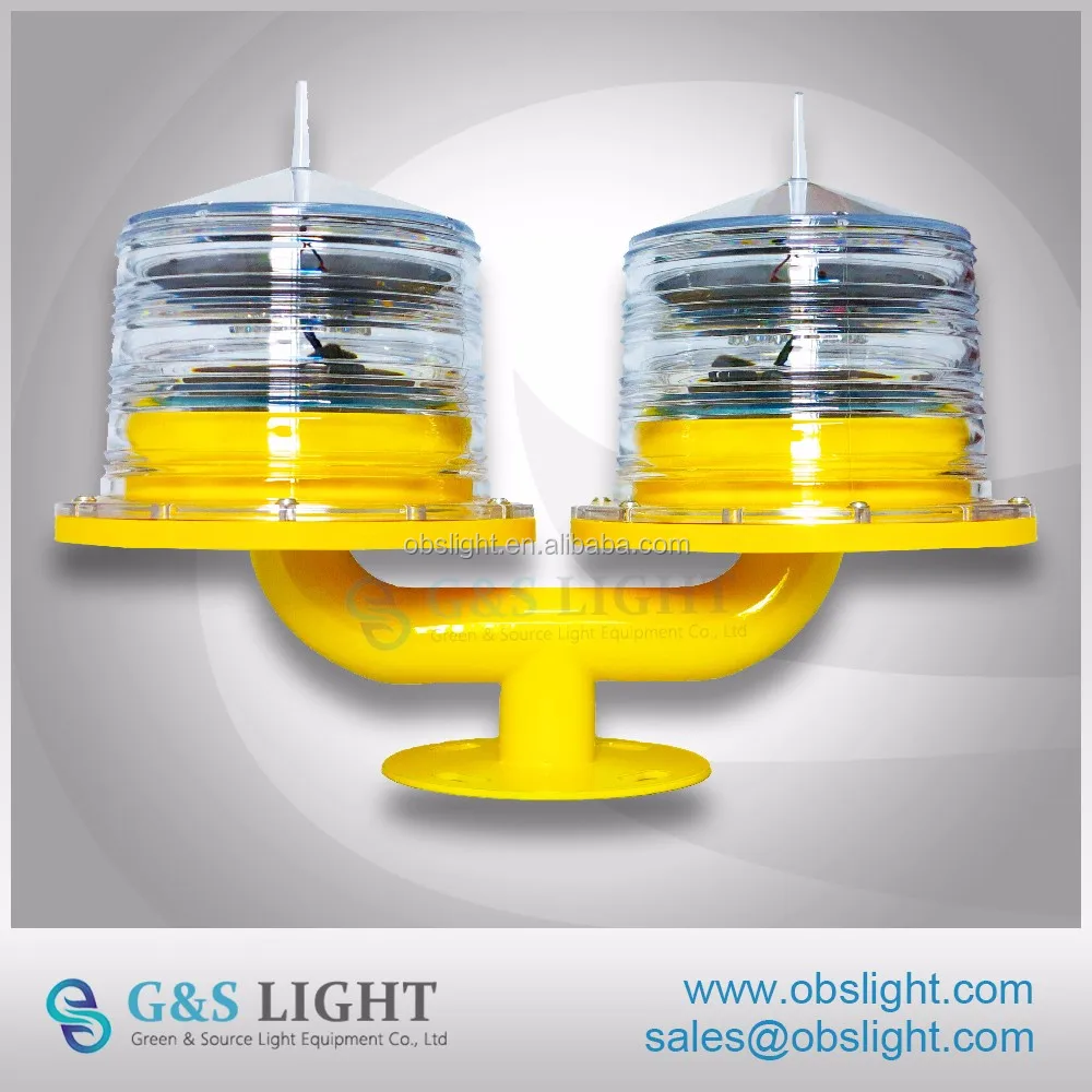 
Solar double aviation obstruction light / twin obstacle light for telecom towers or buildings 