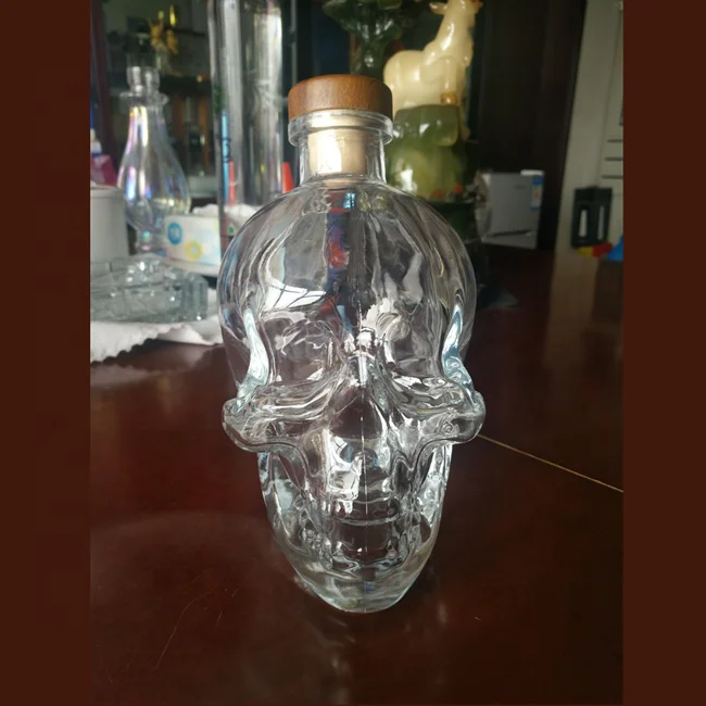 200ml,500ml,700ml,750ml,1000ml skull glass bottle