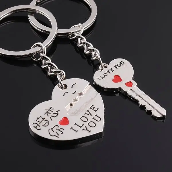 Promotion key lock shape couple keychain
