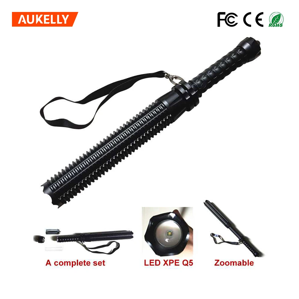 Zoomable Strobe Led Flashlight Tactical T6 2000LM Led Lamp Light 18650 Torch Rechargeable Baton Shock Police Military Flashlight