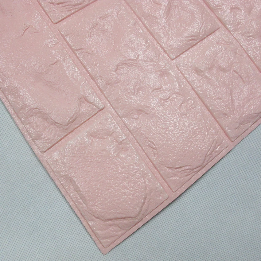 Pink White PE Wall Panels 3d Brick Wallpaper 3d Foam Wall Stickers for Home Decoration