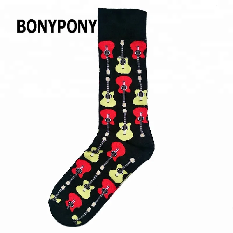 bonypony wholesale retail custom high quality cotton colorful funny funky happy style midcalf crew socks for men