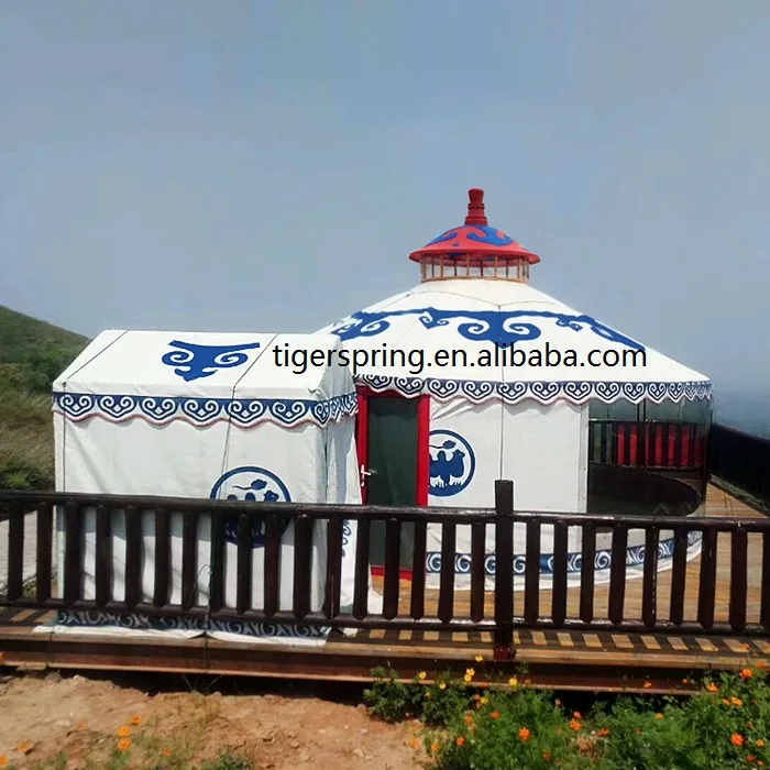 Mongolian wooden frame yurt tent, Factory of 10 person camping tent with high quality